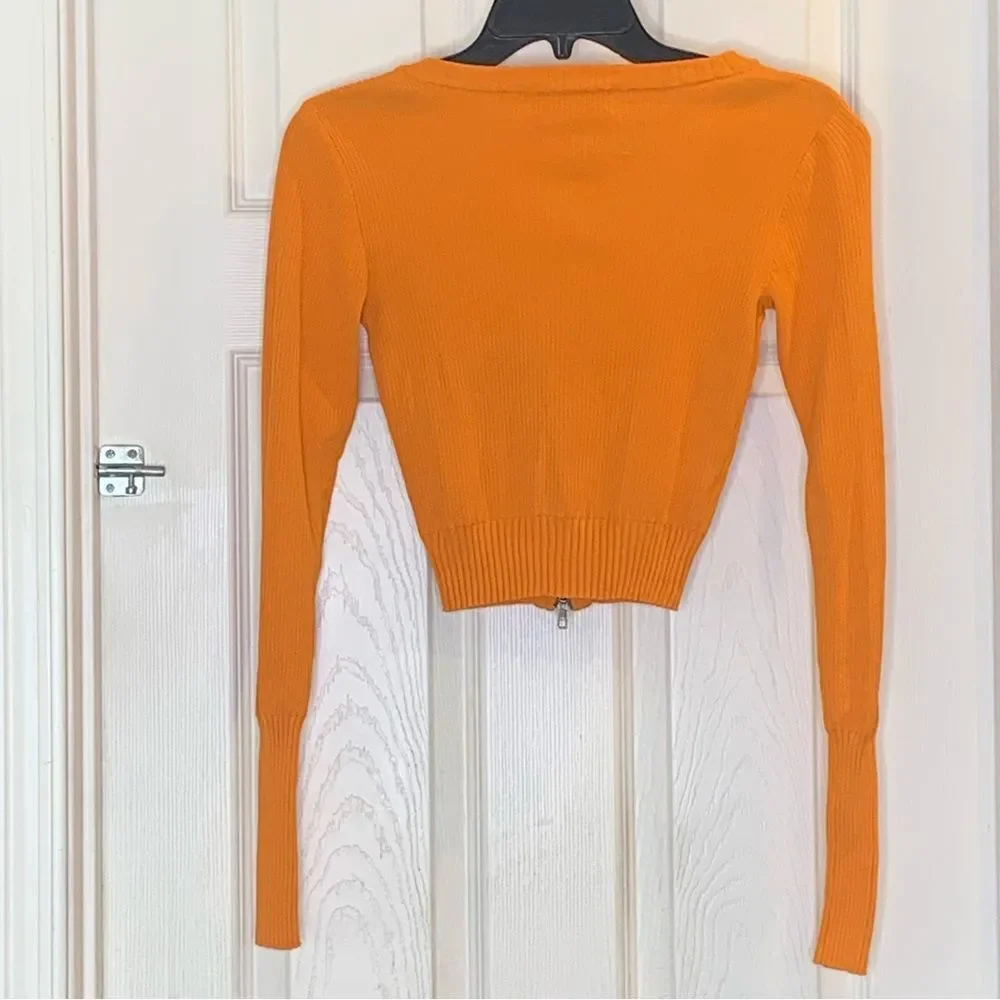 I.AM.GIA Thea Orange Knit Sweater Cropped Size Small - Picture 4 of 12